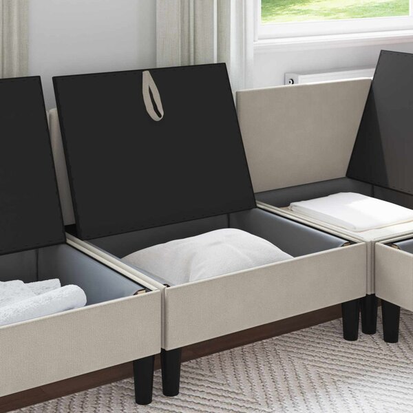 VidaXL Középső Sofa tárolóval Zabpehely Bársony