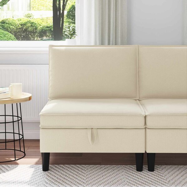 VidaXL Középső Sofa tárolóval Krémszínű Bársony