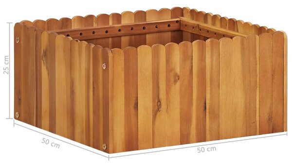 Tömör akácfa kerti magaságyás 50 x 50 x 25 cm