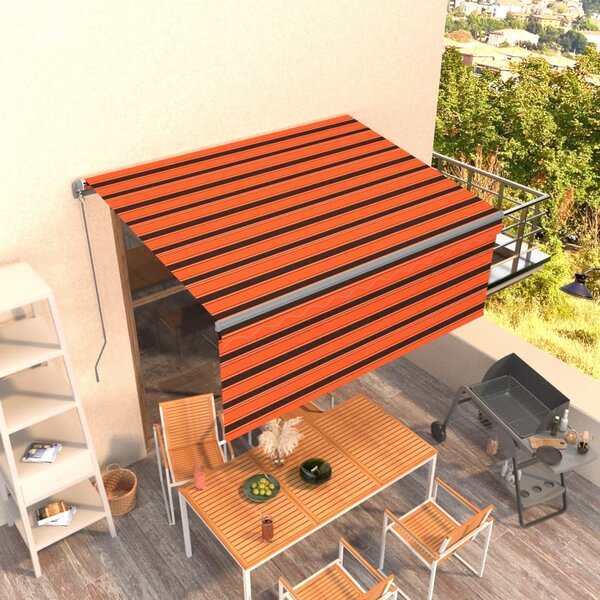 VidaXL narancssárga-barna kihúzható napellenző redőnnyel 3,5 x 2,5 m