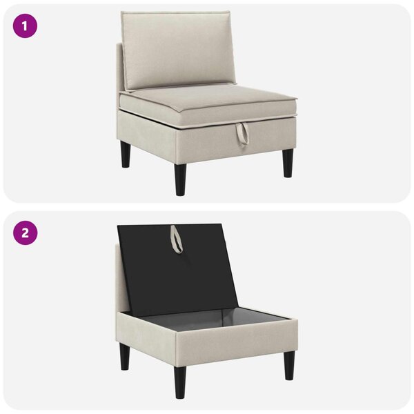 VidaXL Középső Sofa tárolóval Zabpehely Bársony