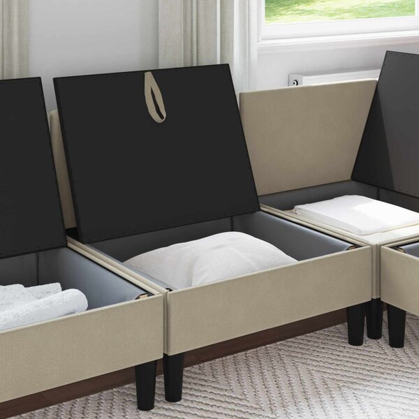 VidaXL Középső Sofa tárolóval Homokszín Bársony