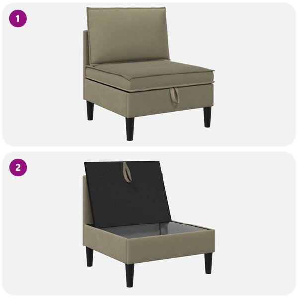 VidaXL Középső Sofa tárolóval Khaki Bársony