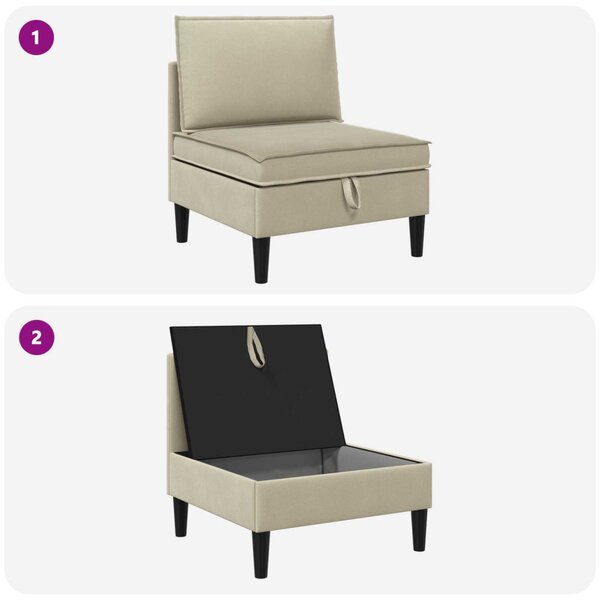 VidaXL Középső Sofa tárolóval Homokszín Bársony
