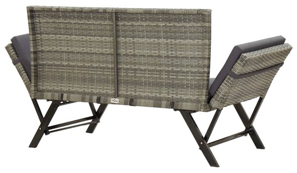 Szürke polyrattan kerti pad párnákkal 176 cm