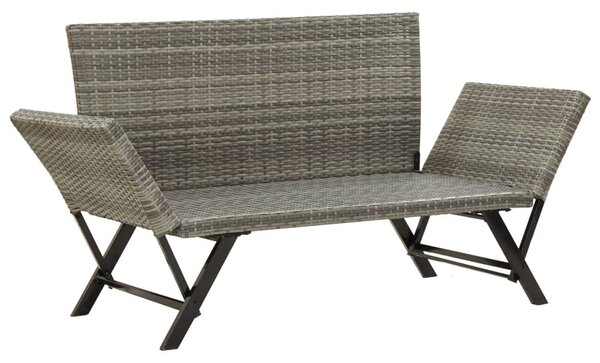 Szürke polyrattan kerti pad párnákkal 176 cm