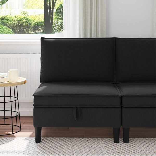 VidaXL Középső Sofa tárolóval Fekete Bársony