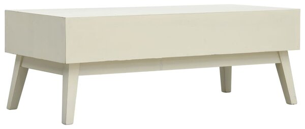 Szürke 2 fiókos faragott fa dohányzóasztal 110 x 50 x 40 cm