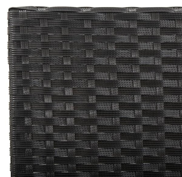 Fekete polyrattan kerti pad párnákkal 176 cm