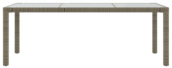 Szürke polyrattan és edzett üveg kerti asztal 190 x 90 x 75 cm