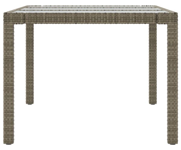 Szürke polyrattan és edzett üveg kerti asztal 190 x 90 x 75 cm