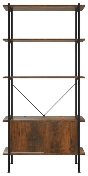 5 szintes acél és szerelt fa polc szekrénnyel 80x40x163 cm
