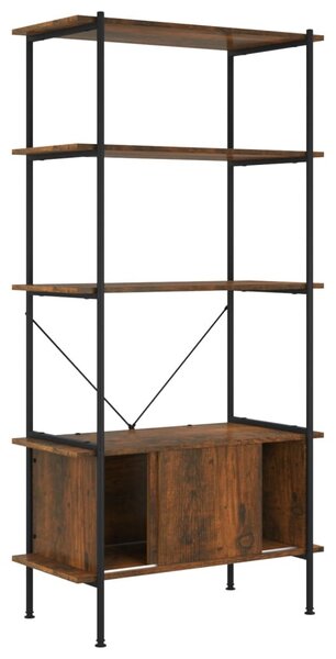 5 szintes acél és szerelt fa polc szekrénnyel 80x40x163 cm