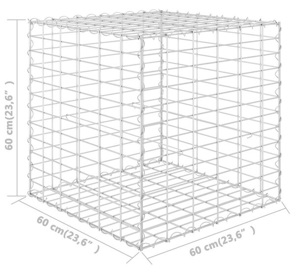 Kocka alakú acélhuzal gabion magaságyás 60 x 60 x 60 cm