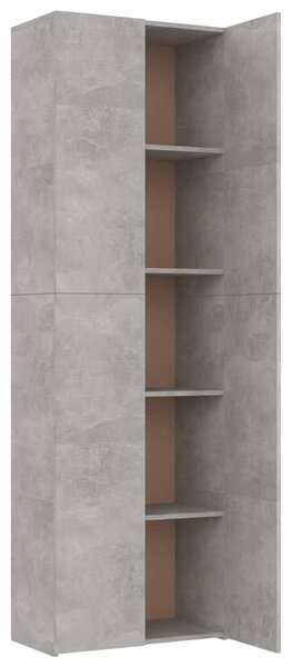 Betonszürke szerelt fa irodaszekrény 60 x 32 x 190 cm