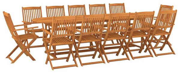13 részes tömör akácfa kerti étkezőgarnitúra 280x90x75 cm