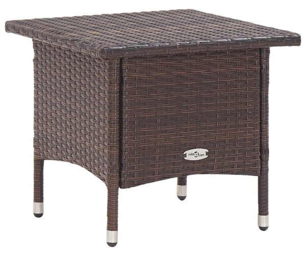 Barna polyrattan teázóasztal 50 x 50 x 47 cm