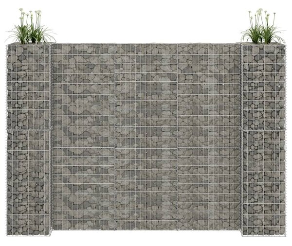 H alakú acéldrót virágtartó gabion 260 x 40 x 180 cm