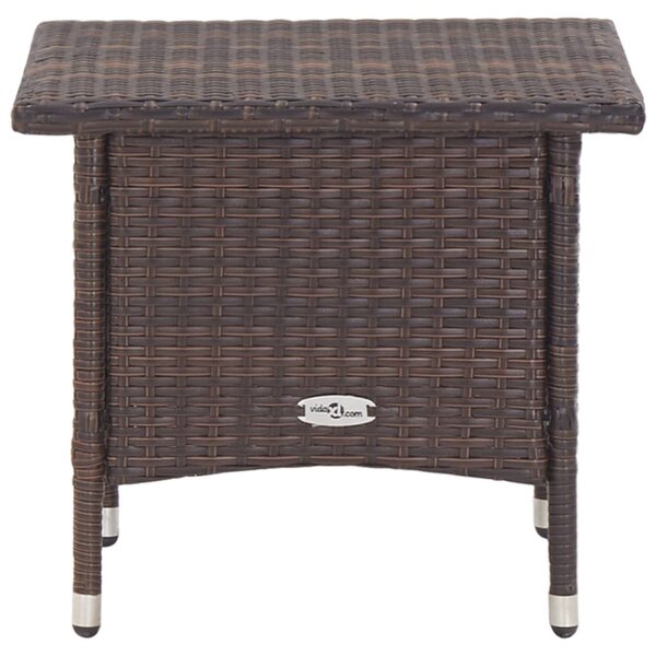 Barna polyrattan teázóasztal 50 x 50 x 47 cm