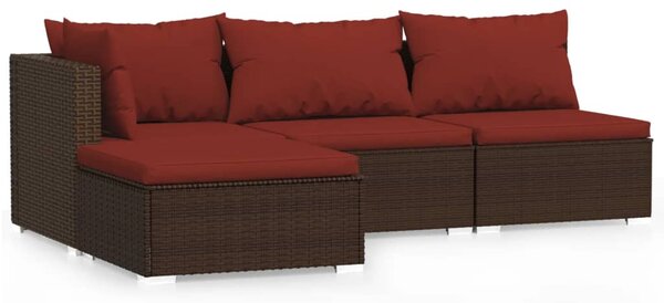 4 részes barna polyrattan kerti ülőgarnitúra párnákkal