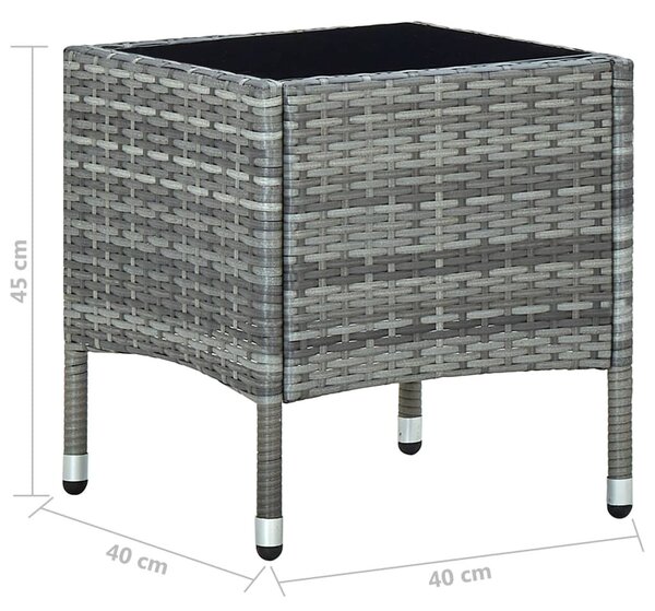 Szürke polyrattan kerti asztal 40 x 40 x 45 cm