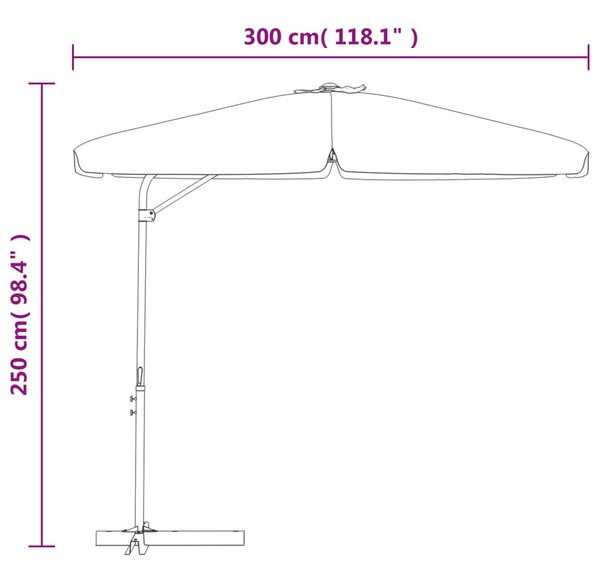 VidaXL homokszínű kültéri napernyő acélrúddal 300 cm