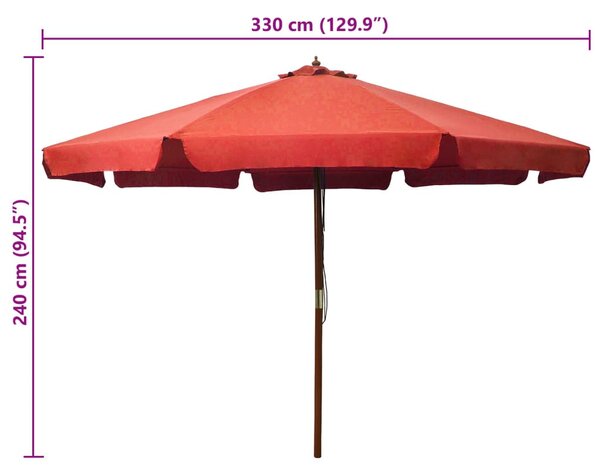 VidaXL terrakotta kültéri napernyő farúddal 330 cm
