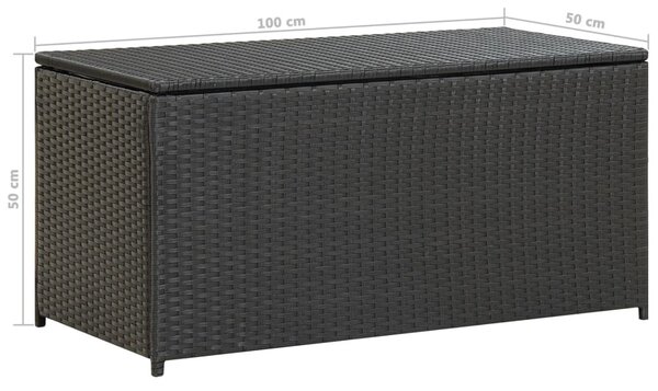 Fekete polyrattan kerti tárolóláda 100 x 50 x 50 cm