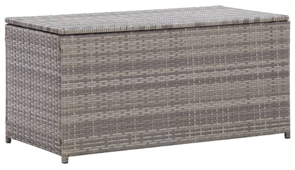 Szürke polyrattan kerti tárolóláda 100 x 50 x 50 cm