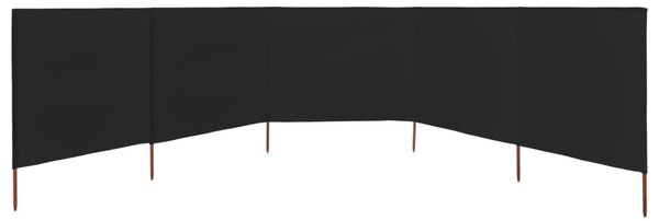 Fekete szövet 5-paneles szélfogó 600 x 80 cm