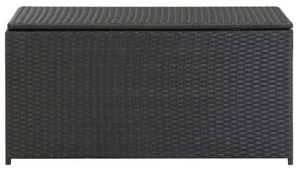 Fekete polyrattan kerti tárolóláda 100 x 50 x 50 cm