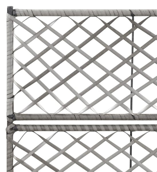 Szürke rácsos polyrattan magaságyás 2 kaspóval 58 x 30 x 107 cm