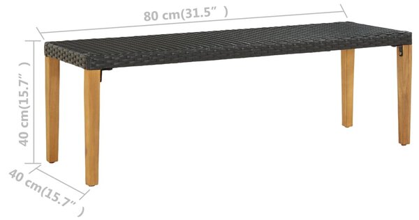 VidaXL fekete polyrattan kerti pad 80 cm