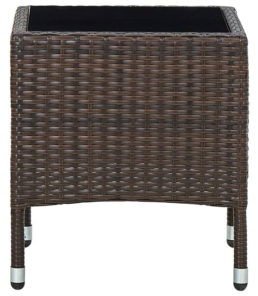 Barna polyrattan kerti asztal 40 x 40 x 45 cm