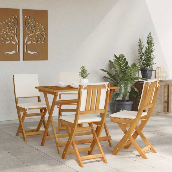 VidaXL Kültéri bistro székek párnával 4 pcs Krémfehér 38 x 46 x 85 cm