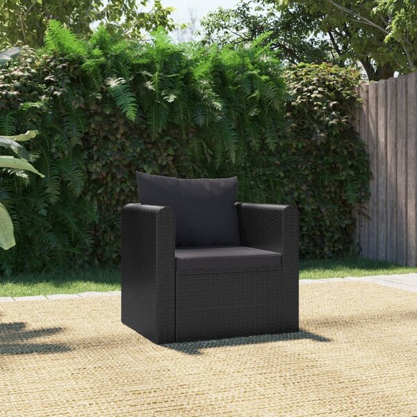 VidaXL fekete polyrattan egyszemélyes kanapé párnákkal