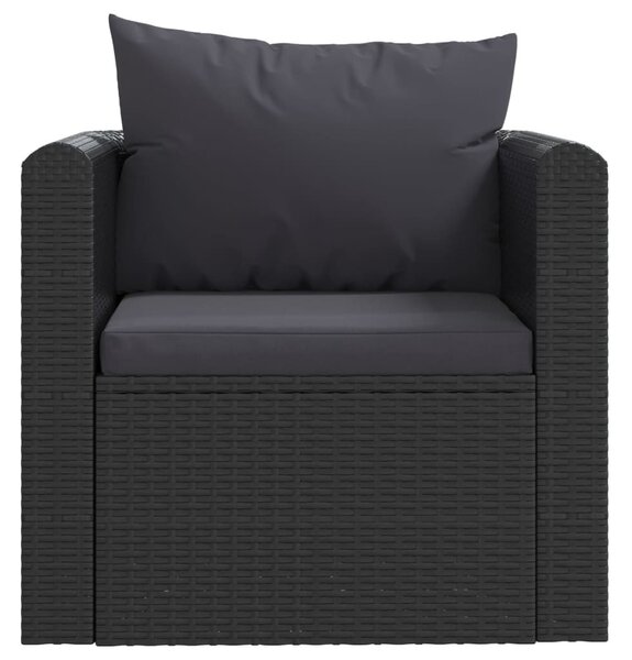 VidaXL fekete polyrattan egyszemélyes kanapé párnákkal