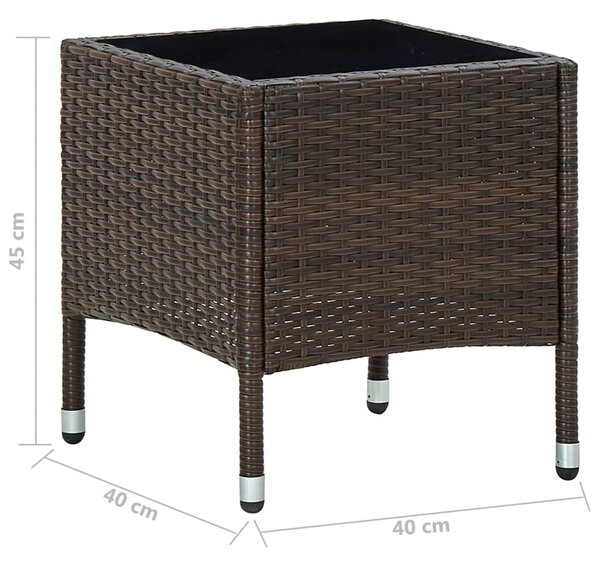 Barna polyrattan kerti asztal 40 x 40 x 45 cm