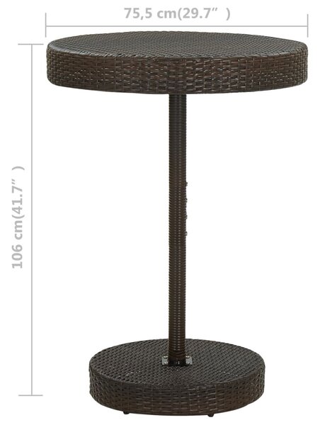 Barna polyrattan kerti asztal 75,5 x 106 cm
