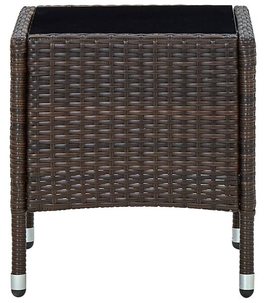 Barna polyrattan kerti asztal 40 x 40 x 45 cm