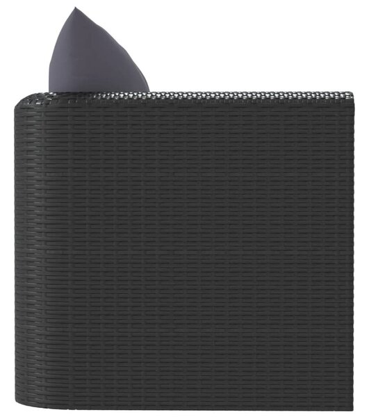VidaXL fekete polyrattan egyszemélyes kanapé párnákkal