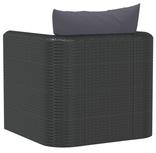 VidaXL fekete polyrattan egyszemélyes kanapé párnákkal