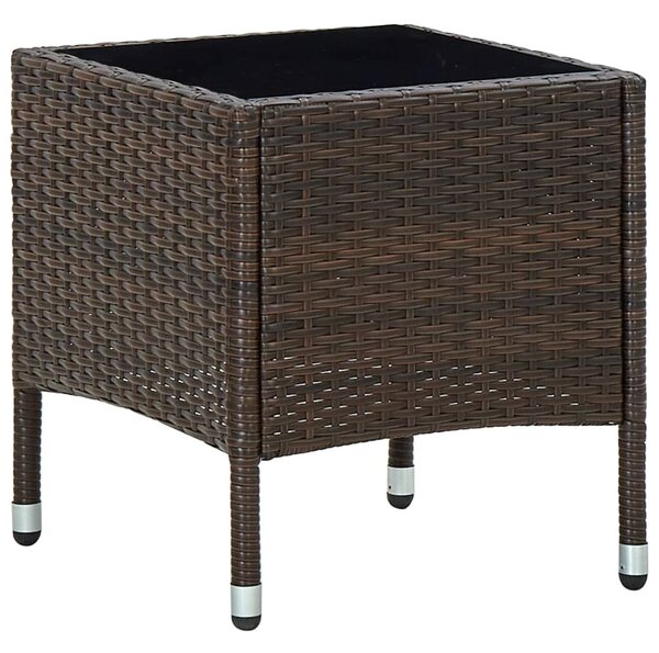Barna polyrattan kerti asztal 40 x 40 x 45 cm