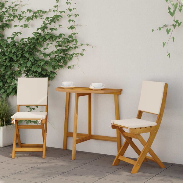 VidaXL Kültéri bistro székek párnával 2 pcs Krémfehér 38 x 46 x 85 cm