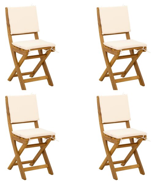 VidaXL Kültéri bistro székek párnával 4 pcs Krémfehér 38 x 46 x 85 cm