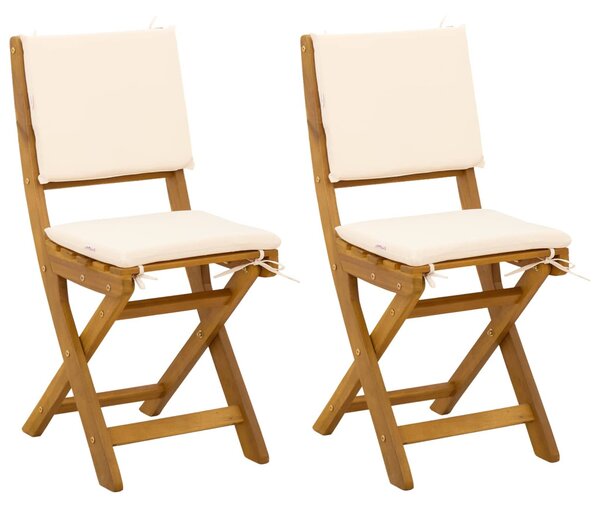 VidaXL Kültéri bistro székek párnával 2 pcs Krémfehér 38 x 46 x 85 cm