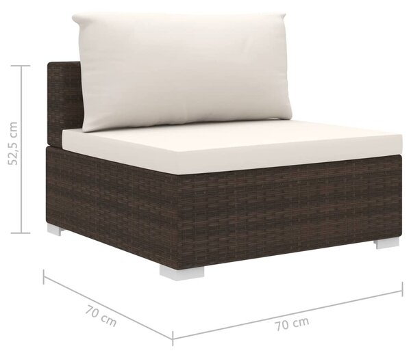 4-részes barna polyrattan kerti bútorszett párnákkal