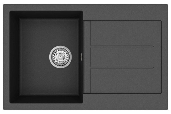 Mosogató Fekete 780 x 500 mm 80% Kvarc és 20% Gyanta