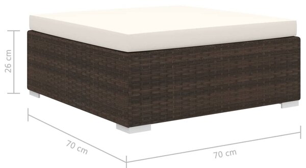 4-részes barna polyrattan kerti bútorszett párnákkal