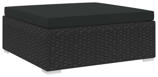 1 db fekete polyrattan moduláris lábtartó párnával